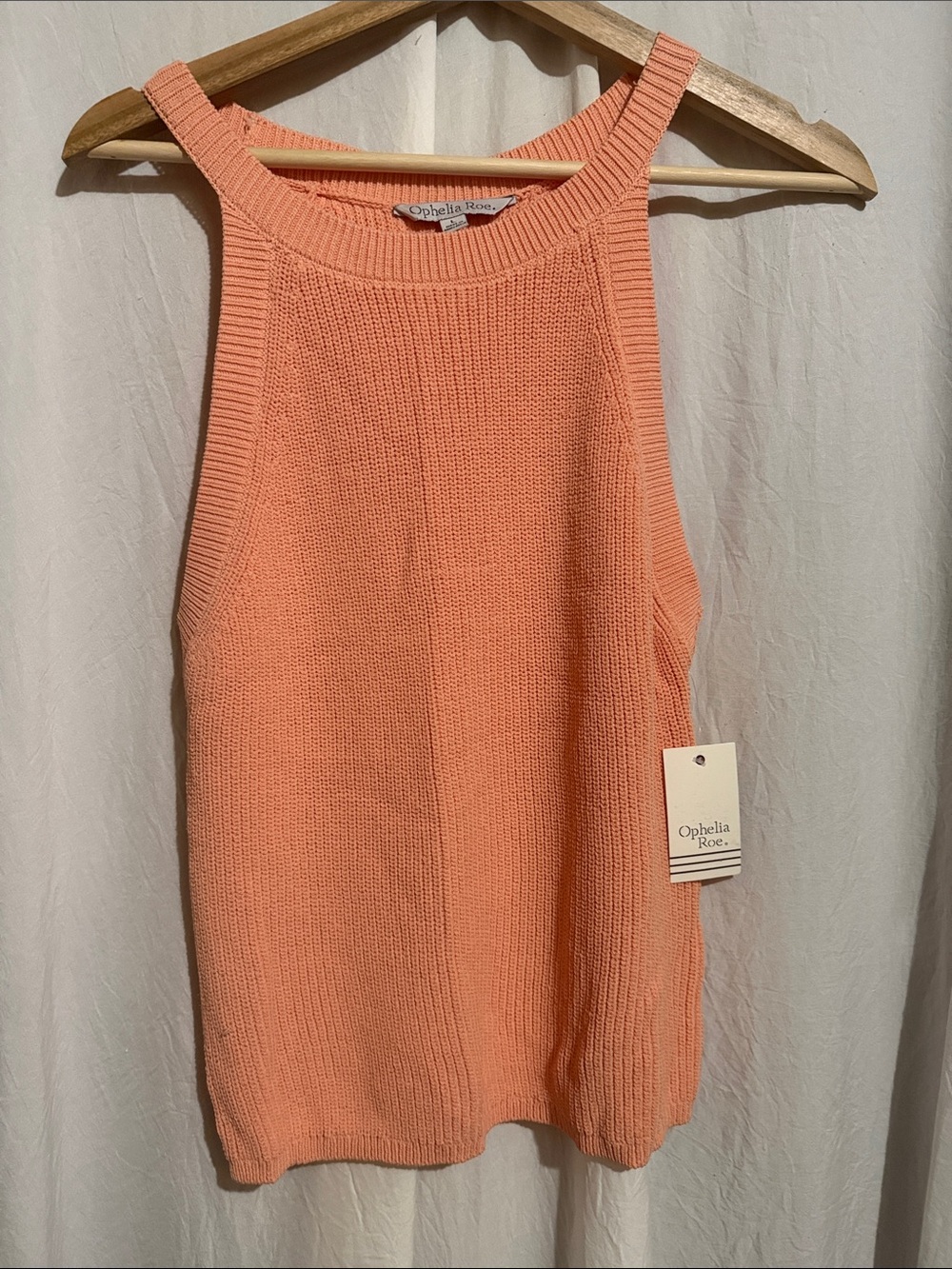 Ophelia Roe Sleeveless Knit Tank Top L - Coral Peach
